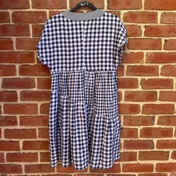Anthropologie $138 11.1 tylho navy white gingham tunic dress large NWT - Picture 4 of 4